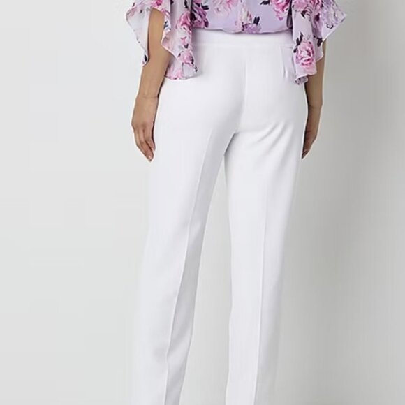 Black Label by Evan-Picone white slacks/trousers, lined,  pockets, size 8 - Picture 2 of 7